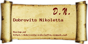 Dobrovits Nikoletta névjegykártya